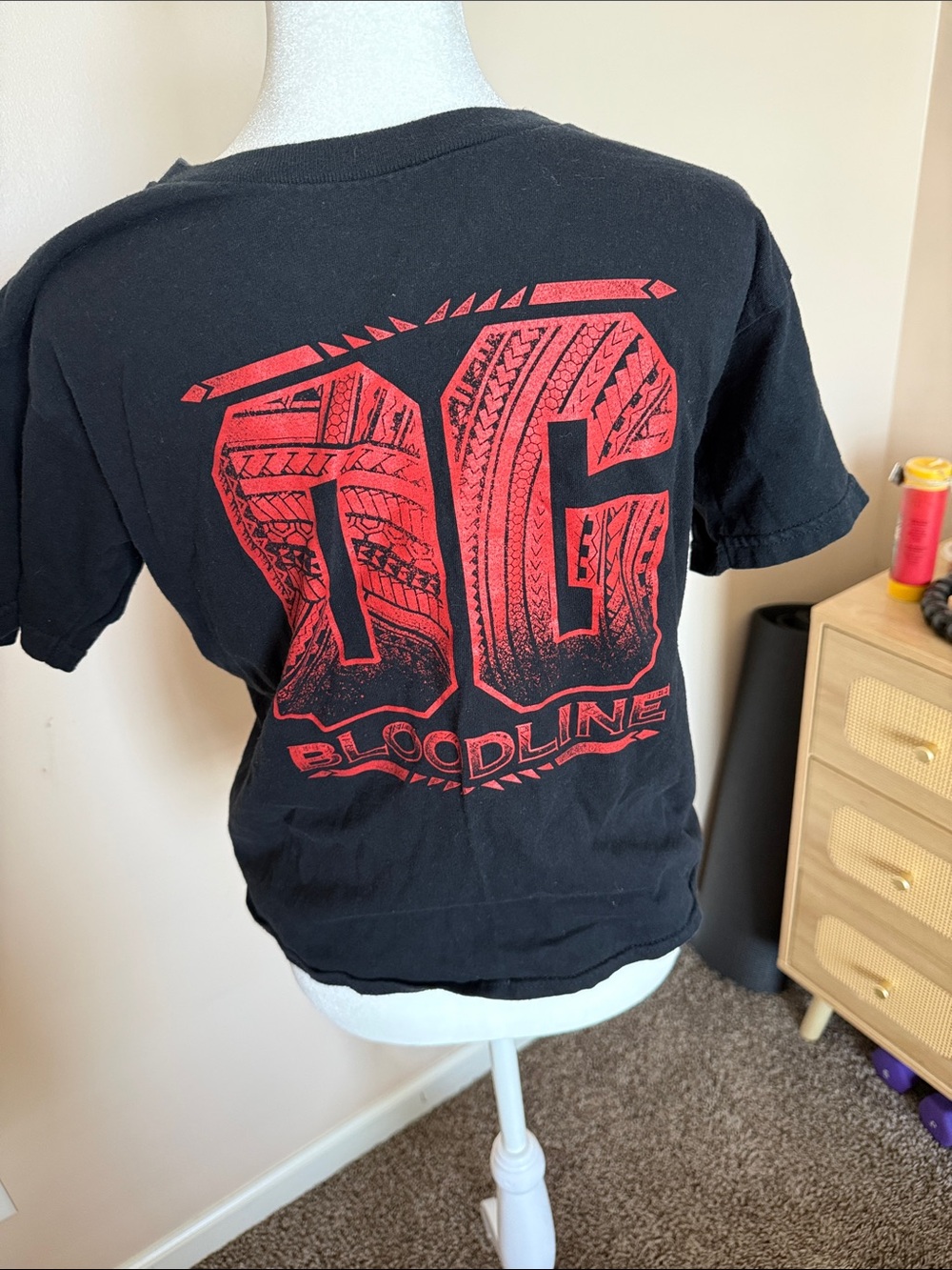 WWE Black Tee with Red Bloodline Back Graphic